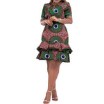 Vibrant Ankara Print Short Sleeve African Dress for Women W250179