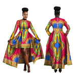 Kente Dashiki Maxi Dress – Vibrant African Print Cotton Gown W250126