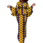 Vibrant African Wax Print 2-Piece Set with Petal Sleeve Top & Skirt W250188