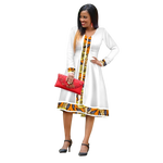 Elegant Ethiopian Print Maxi Dress – African Long Sleeve Robe W250185