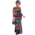 Vibrant African Print Two-Piece Skirt Set for Women W250227