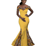 Elegant African Wax Print Maxi Dress for Evening & Special Events W250171