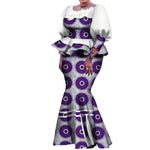 Elegant Pleated African Skirt Set with Peplum Top W250226