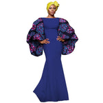 African Print Maxi Dress with Bold Sleeves and Luxe Detailing W250230