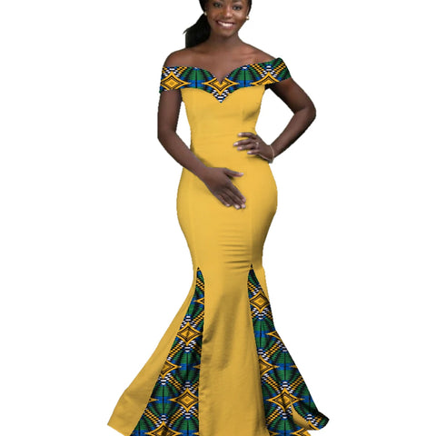 Elegant African Wax Print Maxi Dress for Evening & Special Events W250171