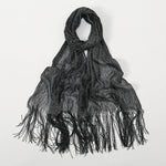 Gold & Silver Shimmer Lace Tassel Evening Shawl Scarf for Women W250173