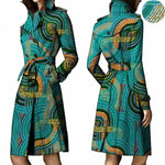 African Ankara Batik Print Cotton Trench Coat for Women W250211