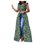 Vibrant Ankara Print Maxi Dress – Sleeveless African Cotton Gown W250202