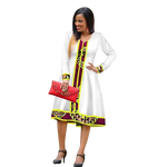 Elegant Ethiopian Print Maxi Dress – African Long Sleeve Robe W250185