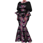 Elegant Pleated African Skirt Set with Peplum Top W250226