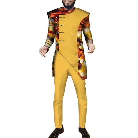 Modern African Print Suit Set for Men – Dashiki Inspired 2-Piece Outfit M250165
