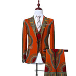 African Print 3-Piece Slim Fit Men's Suit – Jacket, Vest, & Pants M250124
