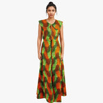 Vibrant Ankara Print Maxi Dress – Sleeveless African Cotton Gown W250202