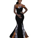 Elegant African Wax Print Maxi Dress for Evening & Special Events W250171