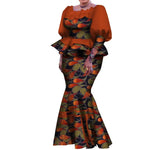 Elegant Pleated African Skirt Set with Peplum Top W250226