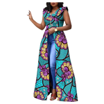 Vibrant Ankara Print Maxi Dress – Sleeveless African Cotton Gown W250202
